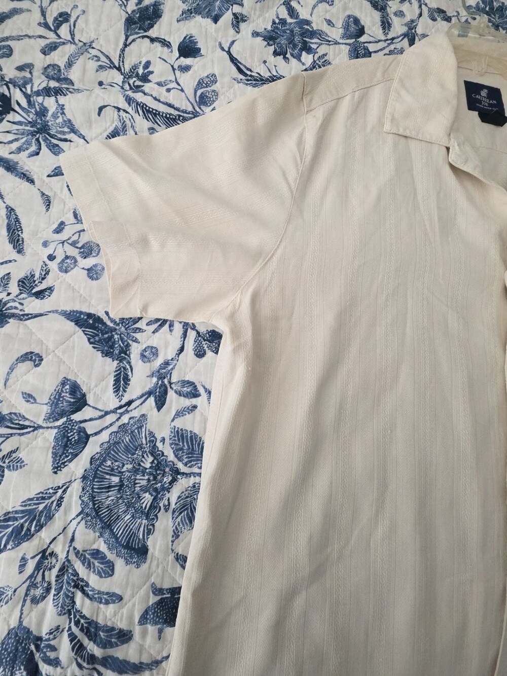 Caribbean Joe 100% Silk Cream Camp Resort Shirt XL - Picture 6 of 8